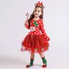 Mädchen Kleider Baby Mädchen Polkadot Weihnachtskleider Weihnachtsmann Langarm Winter Rot Weihnachten Party Prinzessin Kleid Niedliches Kinder Abendkleid 2201006