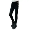 Leggings collants couleur unie serré Grils pantalons enfants hiver épais chaud pantalon adolescent taille élastique Plus velours 221006