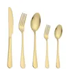 UPS Flatware Set Gold Silver Silver Rostfritt stål Matkvalitet Silverbestickskåpssatsredskap inkluderar knivgaffel sked tesked