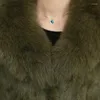 Jaquetas naturais de pele inteira de alta qualidade feminina com colar de gola real 2022 outono de inverno de casacos médios compridos