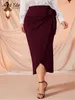 Sukienki plus size Dodaj eleganckie jesień spódnice plus size dla kobiet pasek w talii asymetryczny szczupły biuro biuro dama opakowanie biodra spódnica B1250 221006