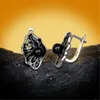 Ohrstecker Mai Schwarze Hohlperle Damenmode Handgefertigter Epoxid-Emaille-Schmuck 925 Silber Party