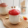 Mugs Cartoon Mushroom Mug Cute Ceramic Milk Coffee Cup With Lid Ideal Birthday Gift For Women Mom Kitchen Home Drinkware