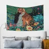 Tapestries Mysterieus bos tapijtwand hangende bloem jungle dieren maan oceaan landschap illustratie voor thuiskamer decor 221006