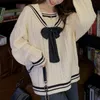 Damestruien Deeptown Koreaanse stijl Sailor kraag wit gebreide trui vrouwen preppy mode oversized lange mouw jumper pullover vrouwelijke tops 221006