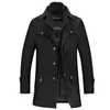 Jackor 2022 Vintermän Fashion Wool Coat WARME DOBBEL DUBBEL STAND KOLT Windbreaker Casual Outwear Overcoat Business Parka Man Black Y2210