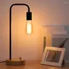Tafellampen industrieel bureaulamp met houten basis retro kantoor voor slaapkamer nachtkastje lees metaal EU -plug