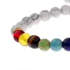 Strand 7 Chakra Lava Stone Healing Balance Beads Armband White Pine Prayer Natural Yoga For Men Women