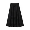 Повседневные платья Ohryiyie осень зимний винтажный бархатная плиссированная юбка Женская мода сплошной леди миди -длинная высокая талия. Линия женщина 221007
