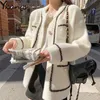 Kvinnors jackor vita mink kashmir tröja kappa kvinnor höst vinter lat stil kvinnlig koreansk retro svart lös o nackstickad cardigan mode 221007
