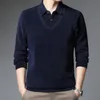 Men's Polos Fashion Two Piece Polo Shirt Men Velvet Solid Warm Spring and Autumn Clothes Long Sleeve Korean Style Slim Fit Tops 221006