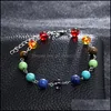 Perles Strands Colorf Chakra Strands Bracelet Nouveau Modèle Turquoise Énergie Cristaux De Guérison Naturels Femme Homme Perlé Bracelets Cheville Dhnxa