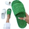Womens Slipper Slides Flip Flops Green Winter Fashion Fur Soft Sole Comfort Open Toe House Shoes AL-653335400020