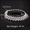 Link Chain Chain Hip Hop och Cubic Zirconia Bling Iced Out Gold Sier Open Lock Seamless Cuban Miami Link Armband f￶r m￤n Rapper Jew Dhepp