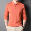 Men's Polos Fashion Solid Men Polo Shirt Long Sleeve Spring Casual Tee White Collar Korean Style Male Luxury Clothing