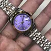 Orologio meccanico da uomo di lusso Registro automatico della famiglia Rose Purple Stone Table Ginevra Es per uomo Orologi da polso svizzeri