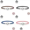 Bracelets de charme genu￭nos longos duplos rosa preto preto cadeia de couro mulheres pulseiras com 925 Sterling Sier Snake Clasp 2004 Q2 Drop Dhivc