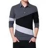 رجال Tshirts Browon Autumn Fashion Plus Size 5XL T Shirt مع طوق اللون المرقعة Tshirt Tshirt طويلة الأكمام Tshirt ملابس 221007