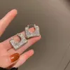 Cuelga la lámpara de moda brillante bolso de diamantes de imitación cuadrado pendiente de aro mujer punk creatividad simple minimalismo accesorios para los oídos joyería del partido