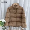 Women Down Down Parkas Lagabogy Autumn Winter Ultra Light 90% de pato branco Down Coat Slim Short Puffer Jaqueta Feminino Zíper Feminino Casual Parkas 221007