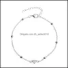 Charm armband mode smycken dubbel lager hjärta anklet kedja legering pärlor ankel armband strand anklets fotkedjor droppleverans 20 dh2av