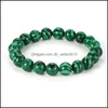 Bracelets porte-bonheur Bleu Malachite 6 8 10 12 14 Mm Hommes et Femmes Mode Bracelet Élastique 2215 Q2 Drop Delivery 2021 Bijoux Bracelets C Dh92S