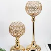 Candle Holders European Style Tall Gold Round Crystal Holder Wedding Decoration Po Props Table Creative Home