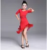 Dancewear Kids Child Girls Latin Dress Fringe Clothes Salsa Costume Black Red Ballroom Tango Dresses For Sale 221007