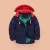 Casaco para baixo infantil parkas 4 10t inverno infantil garoto meninos casuais jaqueta com capuz para casacos sólidos 221007