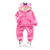 Ensembles de vêtements Ensembles de vêtements pour bébés filles enfants garçons hiver épais en peluche coton à manches longues vêtements d'extérieur chauds costume enfant en bas âge ensemble pour 1-4 ans 221007