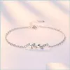 Charm Bracelets 925 Stamp Sterling Sier Jewelry Fashion Woman Leaf Cubic Zirconia Retro Simple Bracelet Length 20Cm Drop Delivery 202 Dhou4