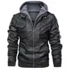 Men's Leather Faux Drop Oblique Zipper Motorcycle Jacket Brand Military Autumn Pu Jackets Coat European size S-5XL 221007