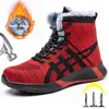 Botlar Güvenlik İşi Erkekler Kış Yemersiz Ayakkabı Çelik Toe Anizma Spor ayakkabıları Sıcak Kürk 221007