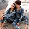 Liefhebbers voor heren slaapkleding Pyjamas paar Nacht Pijamas Silk Nightwear Korte mouw Top Pant's Men Paren Matching 221007