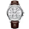 2022 New MAURICE LACROIX Watch Ben Tao Series Three eye Chronograph Fashion Casual Top Luxury Leather Men Watch1321556