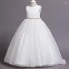 Robes de princesse pour filles, robe de fête de Communion formelle, sans manches, à paillettes, de mariage, de smoking, de danse de remise de diplôme