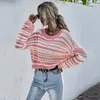 Damen Strick Tees Damen Lose Herbst Winter Pullover Frauen Pullover O Hals Streifen lässig warm weich