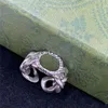 Vintage Winding Interlocking Letter Rings Golden Silver Ring Designer Kvinnor Öppen storlek Anello Personlighetsmycken med Box6653720