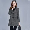 Kvinnors ull blandar uhytgf 5xl L￶s storlek Jacka Kvinnor Plaid Autumn Winter Woolen Coat Women Casual Female Coats Abrigos Mujer Invierno 334 221007