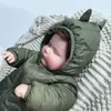 Strampler Baby Winter Overalls Dinosaurier Baumwolle Gepolsterte Kleinkinder Mit Kapuze Reißverschluss Strampler geboren Warme Dicke Einteilige Kleidung für Jungen Mädchen 221007