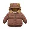 Casaco de inverno infantil casacos jaqueta engrosse meninos meninas food e orelhas de urso quente