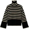 Kvinnors stickor Tees Fashion Autumn Winter Wool Blend Sweater Women Turtleneck Stripe Pullover Streetwear Knit Bottom Warm Shirt Soft Elegant 221007