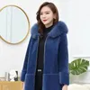 Dameswol Blends Winter woon -werkverkeer vrouwen bewaren warme vacht Imitatie Fur Solid Harajuku met bont kraag ritssluiting Bruine vrouwelijke splicing overjas 221007