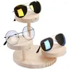 Jewelry Pouches Sunglasses Display Rack Wooden Eyewear 3 Platforms Wood Base Holder