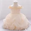 Flickaklänningar jul elegant prinsessklänning högkvalitativ barn fest för baby casual chiffon vit 0-5 år flickor kläder