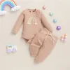 Clothing Sets 5 Colors Toddler Infant Baby Boy Girls Casual Outfits Rainbow Print Plaid Knitted Long Sleeve Rompers Pants 2pcs born Clothes 221007