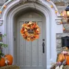 Christmas Decorations 50cm Artificial Autumn Wreath Decoration Maple Pine Cone Pumpkin Door Halloween Thanksgiving Garland Decor 221007