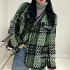 Chaquetas para mujer FRANCIA Chaqueta de tweed vintage a cuadros verdes Chaqueta básica Y2k Ropa de primavera para ropa técnica Tallas grandes Ropa de mujer Ropa de abrigo de invierno 221007