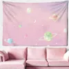 Tapestries flickor rosa planet tapestry sovsal dekoration månstjärna hem