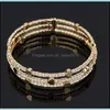 Bangle Fashion Elegant Women Bangle 3 Row Wristband Bracelet Crystal Cuff Bling Lady Gift Bracelets Bangles Drop Delivery 2021 Jewelry Dhvck